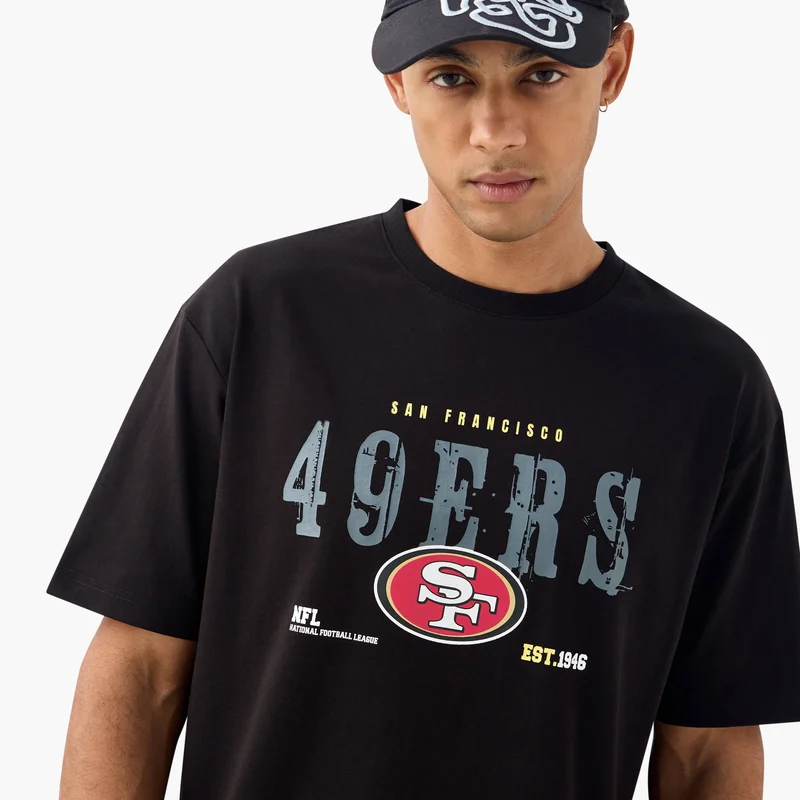SP Characters NFL Print Crew Neck T-shirt with Short Sleeves