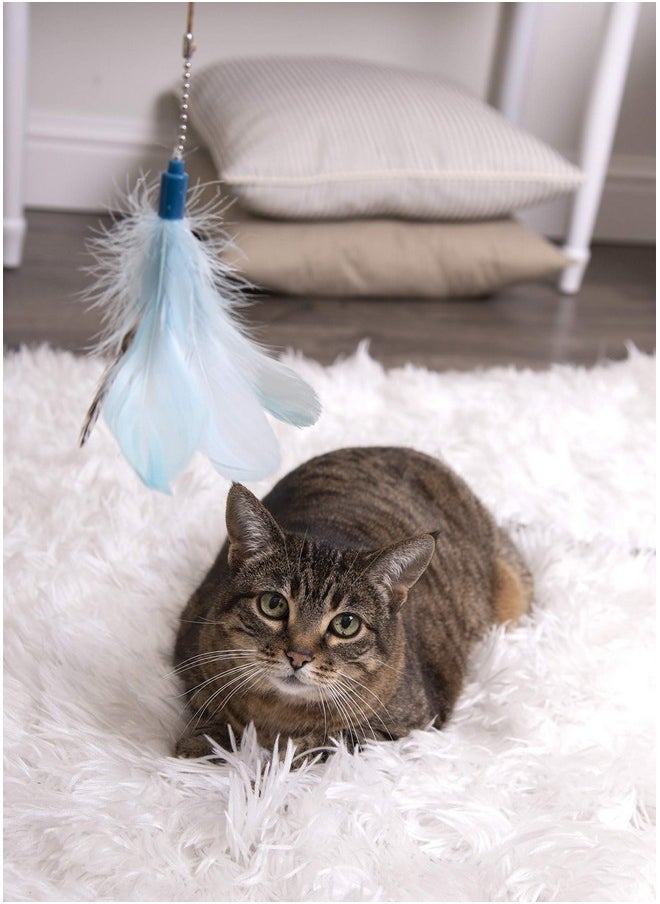 SmartyKat SmartyKat Frisky Flyer Feather Wand Cat Toy, Extendable Up to 24" - Blue, One Size  - Image 3