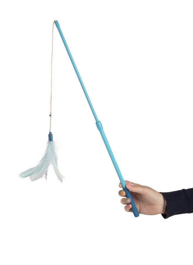 SmartyKat SmartyKat Frisky Flyer Feather Wand Cat Toy, Extendable Up to 24" - Blue, One Size  - Image 2