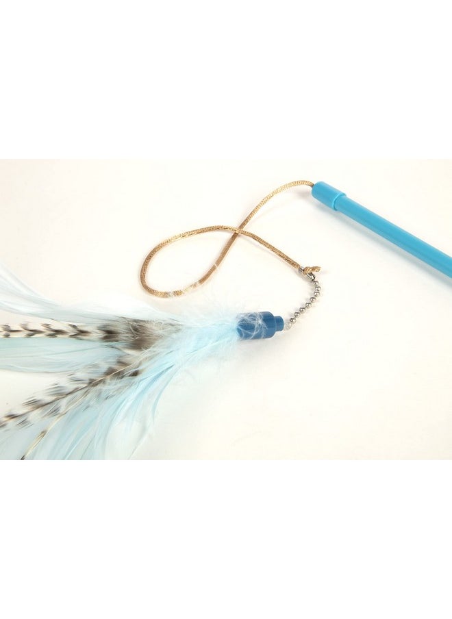 SmartyKat SmartyKat Frisky Flyer Feather Wand Cat Toy, Extendable Up to 24" - Blue, One Size  - Image 4