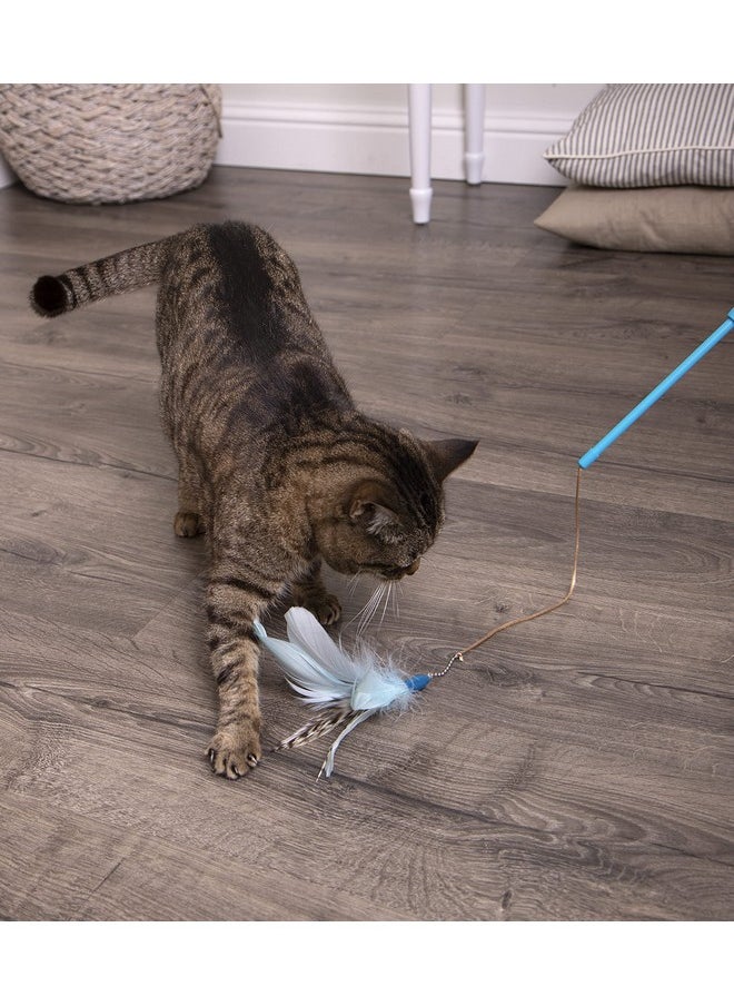 SmartyKat SmartyKat Frisky Flyer Feather Wand Cat Toy, Extendable Up to 24" - Blue, One Size  - Image 5