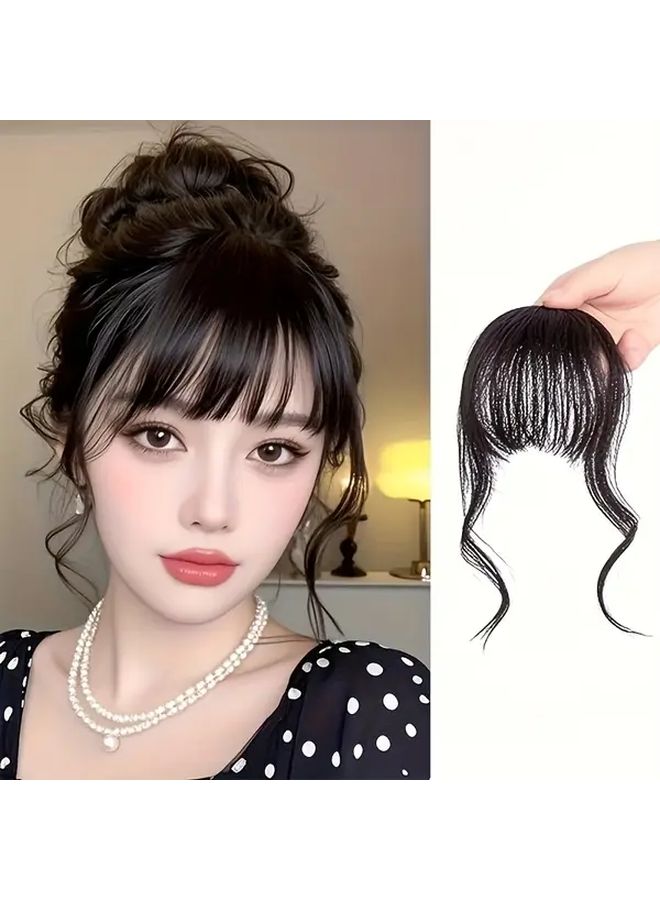 شعر مستعار اصطناعي مجعد مقاوم للحرارة أسود 10 بوصة كعكة مزدوجة مع مقدمة شعر ستايل أنمي - Image 3