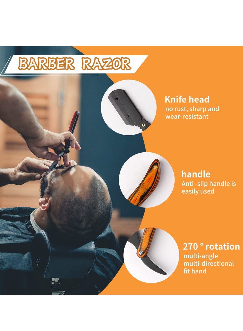 KASTWAVE Wooden Straight Razor, Barber Straight Edge Razor, Stainless Steel Professional Vintage Barber Razor for Men, Close Shaving, Men's Manual Shaver for Barbershop Salons Hairdressing, Barber Supplies - Image 2