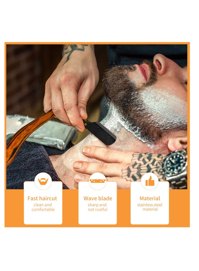 KASTWAVE Wooden Straight Razor, Barber Straight Edge Razor, Stainless Steel Professional Vintage Barber Razor for Men, Close Shaving, Men's Manual Shaver for Barbershop Salons Hairdressing, Barber Supplies - Image 4