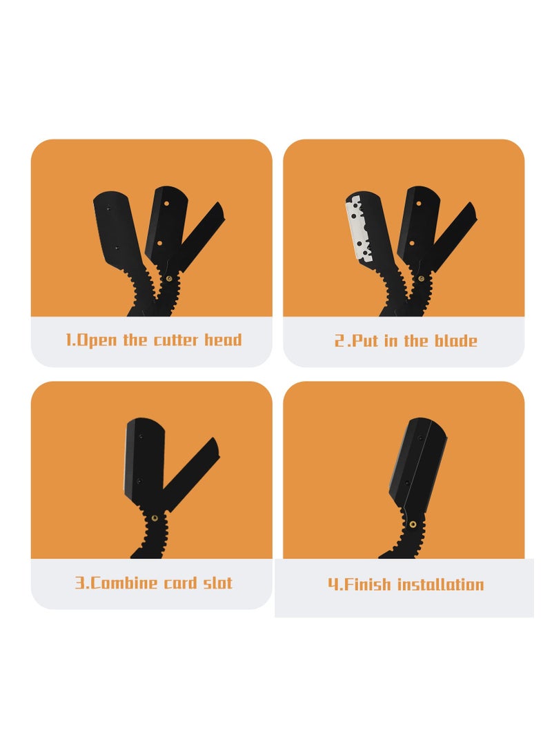 KASTWAVE Wooden Straight Razor, Barber Straight Edge Razor, Stainless Steel Professional Vintage Barber Razor for Men, Close Shaving, Men's Manual Shaver for Barbershop Salons Hairdressing, Barber Supplies - Image 5