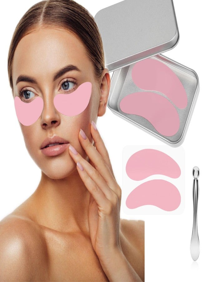 Sonfon Under Eye Patches, Reusable Under Wrinkle Silicone Mask Pink, Plump Fine Lines & Wrinkles with Metal Eye Cream Applicator, Tin Case - Image 1