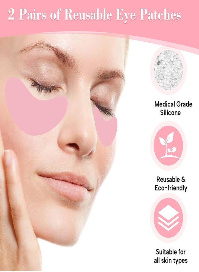 Sonfon Under Eye Patches, Reusable Under Wrinkle Silicone Mask Pink, Plump Fine Lines & Wrinkles with Metal Eye Cream Applicator, Tin Case - Image 3
