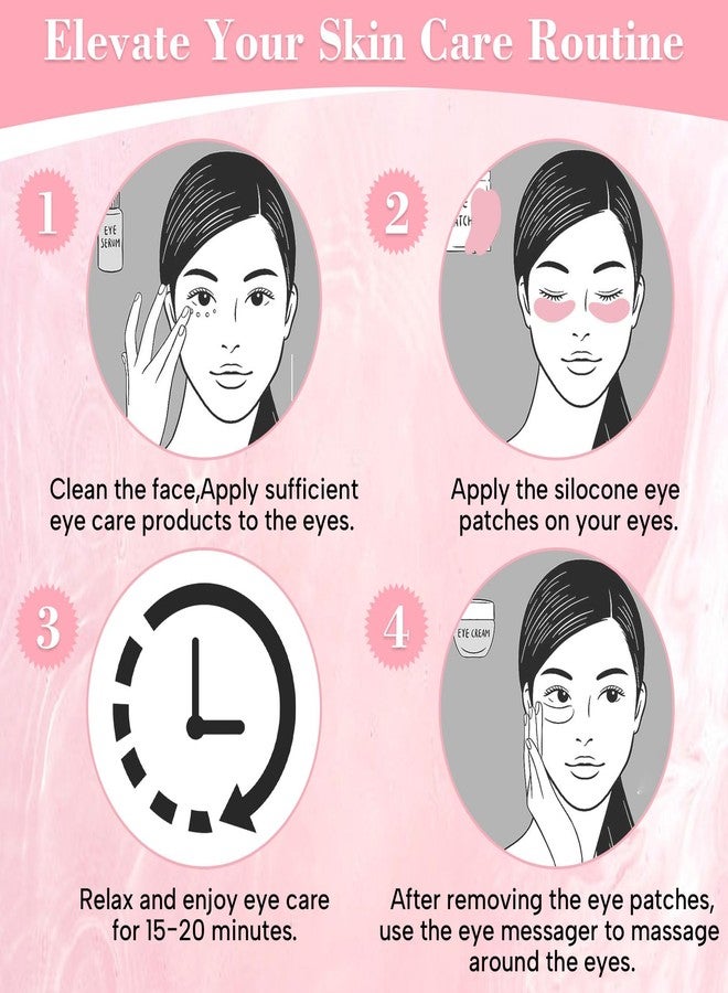 Sonfon Under Eye Patches, Reusable Under Wrinkle Silicone Mask Pink, Plump Fine Lines & Wrinkles with Metal Eye Cream Applicator, Tin Case - Image 5