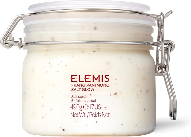 Elemis Frangipani Monoi Salt Glow 490g | Exfoliating & Nourishing Frangipani & Monoi Salt Body Scrub for Smooth Glowing Skin | Removes Dead Skin Cells & Deeply Moisturises for Silky Soft Skin | Luxury Spa Body Exfoliating Scrub - Image 1