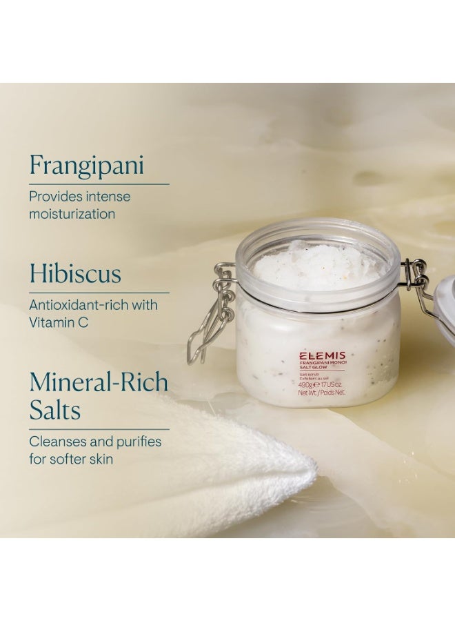 Elemis Frangipani Monoi Salt Glow 490g | Exfoliating & Nourishing Frangipani & Monoi Salt Body Scrub for Smooth Glowing Skin | Removes Dead Skin Cells & Deeply Moisturises for Silky Soft Skin | Luxury Spa Body Exfoliating Scrub - Image 4