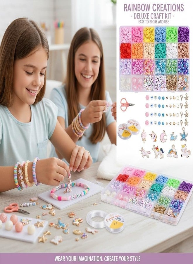 TICJUB Bracelet Making Kit for Girls | DIY Jewelry Making Craft Set with Unicorn Charms, Clay Beads & Pendants | Creative Gift & Fun Activity Toy - Image 3