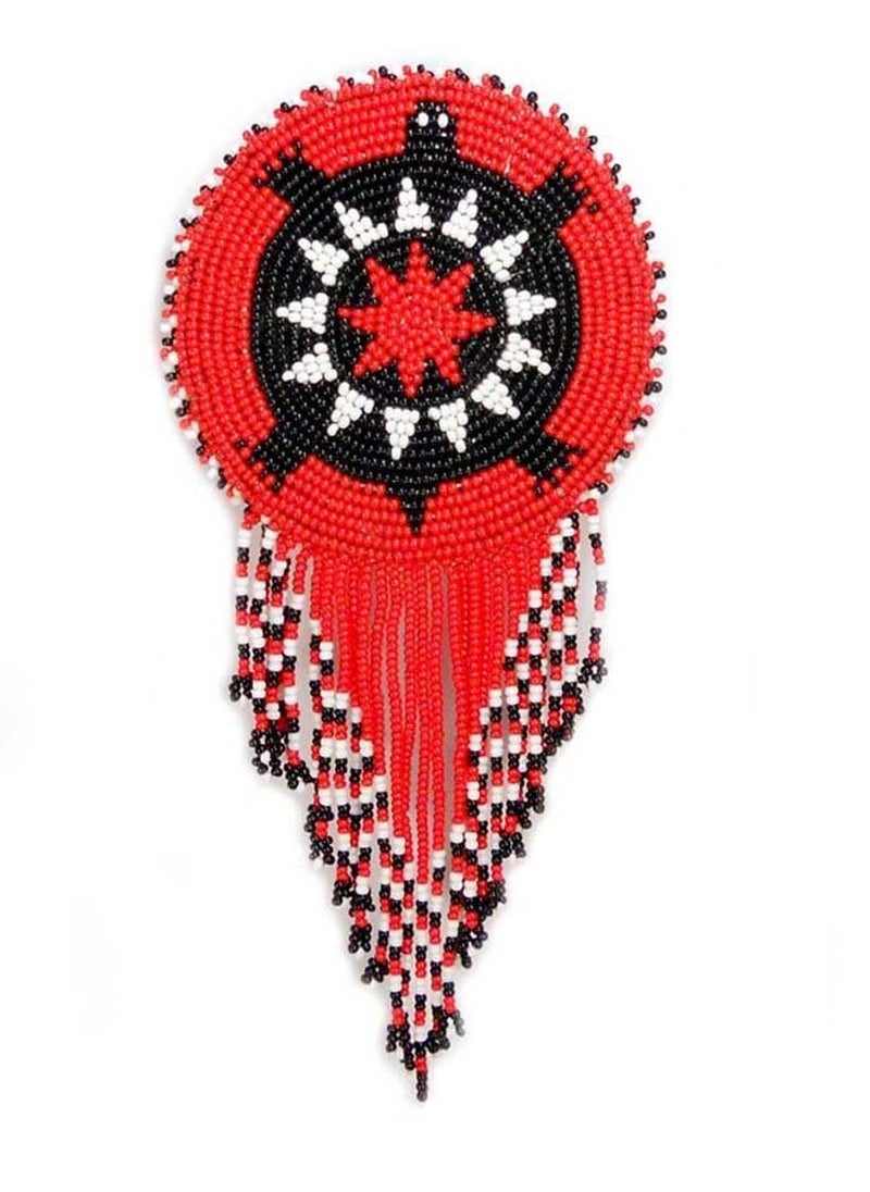 La vivia Beaded Hair Clip/Barrette.Handmade Native American Style Hair Barrette for women. Seed Bead Hair Clip Suitable for Different Occasions & Gifting.(Red & Black Turtle)  - Image 1