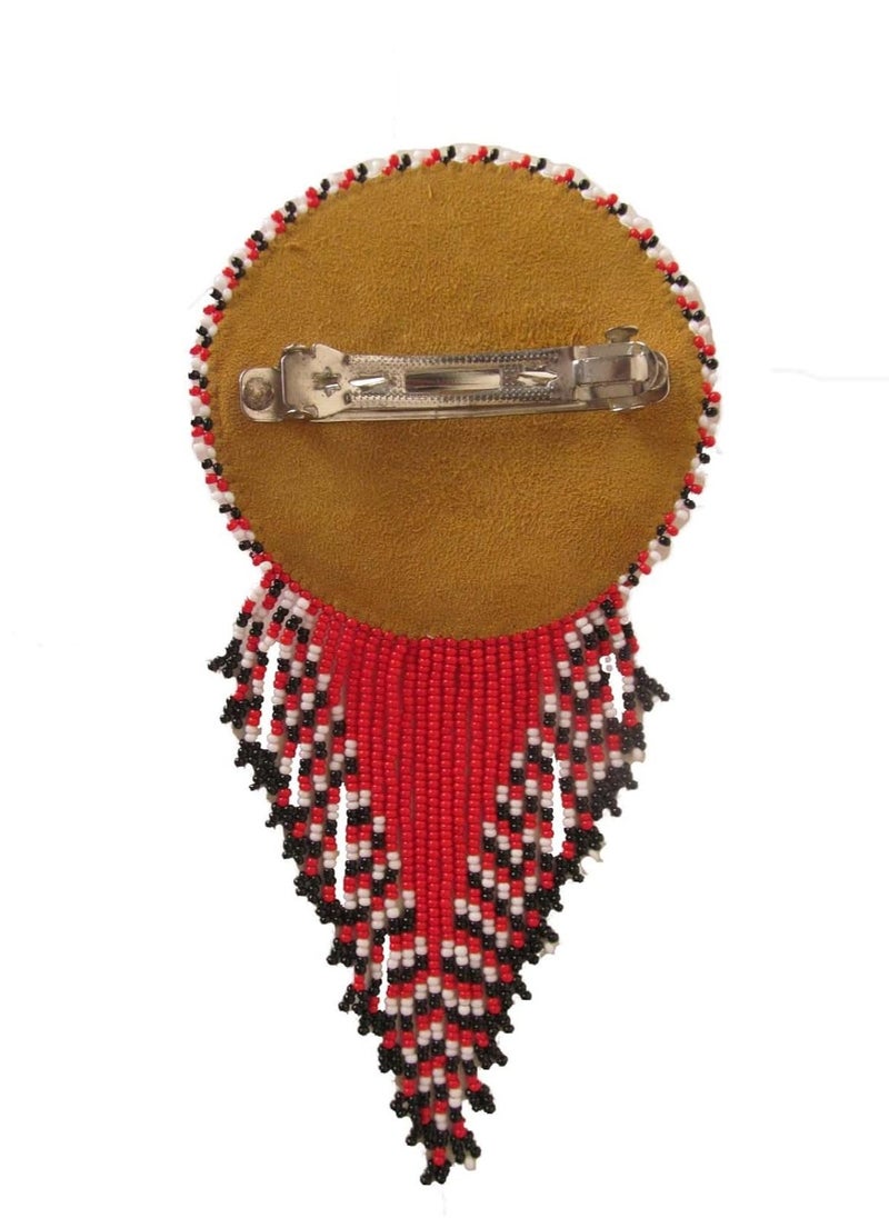 La vivia Beaded Hair Clip/Barrette.Handmade Native American Style Hair Barrette for women. Seed Bead Hair Clip Suitable for Different Occasions & Gifting.(Red & Black Turtle)  - Image 2