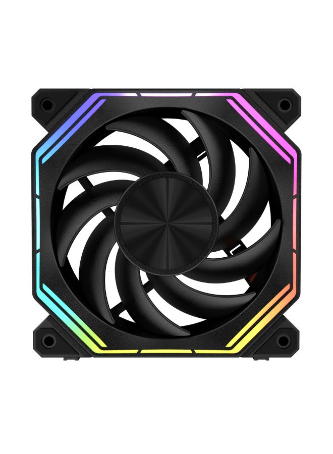 دارك فلاش مروحة تبريد وحدة المعالجة المركزية darkFlash INF34 مقاس 120 مم، سلسلة ديزي، تبريد حتى 2000 دورة في الدقيقة، PWM رباعي الدبابيس، ARGB، مروحة تبريد وحدة المعالجة المركزية للكمبيوتر، عبوة من 3 قطع (أمامية، سوداء) - Image 1