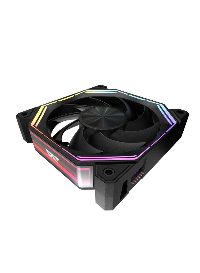 دارك فلاش مروحة تبريد وحدة المعالجة المركزية darkFlash INF34 مقاس 120 مم، سلسلة ديزي، تبريد حتى 2000 دورة في الدقيقة، PWM رباعي الدبابيس، ARGB، مروحة تبريد وحدة المعالجة المركزية للكمبيوتر، عبوة من 3 قطع (أمامية، سوداء) - Image 4