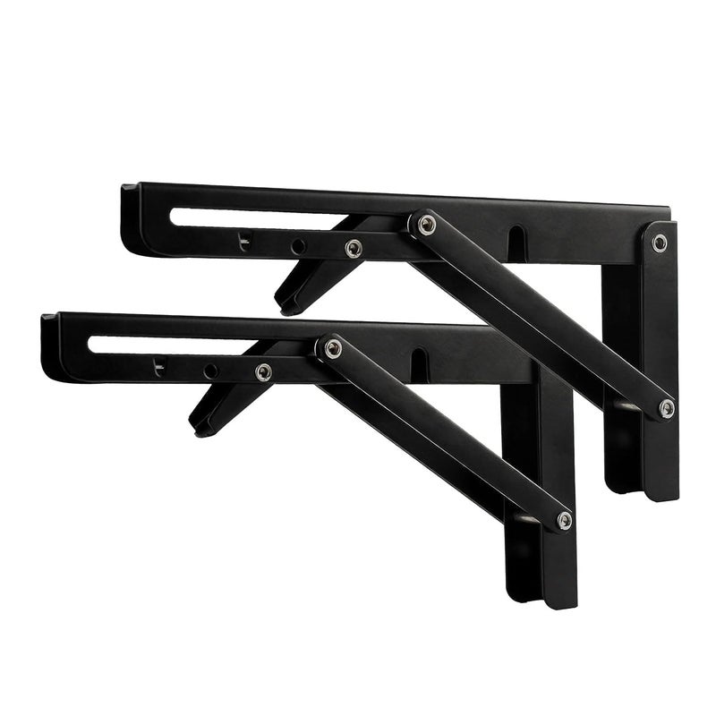 SYADEL Folding Shelf Brackets Heavy Duty Metal Collapsible Shelf Bracket for Bench Table Shelf Hinge Wall Mounted Space Saving DIY Bracket 1 Pair Folding Shelf Brackets 30CM - Image 1