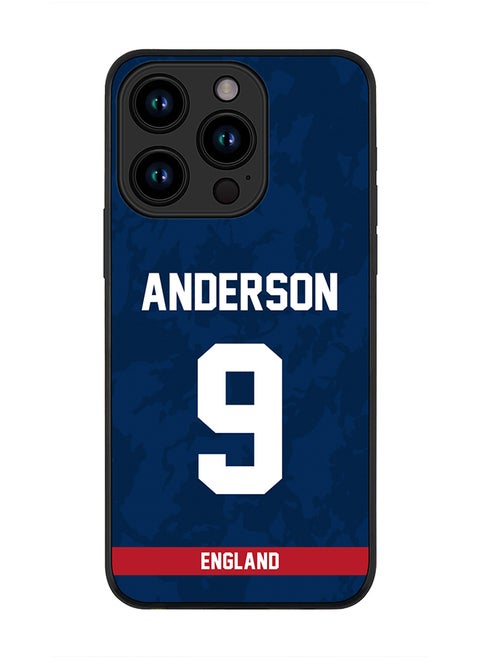 Cover for iPhone 15 Pro Case , Rugged Black Slim fit Soft Flexible Thin Protective Phone Cases - Player Name - James Anderson, Jersey Number- 9
