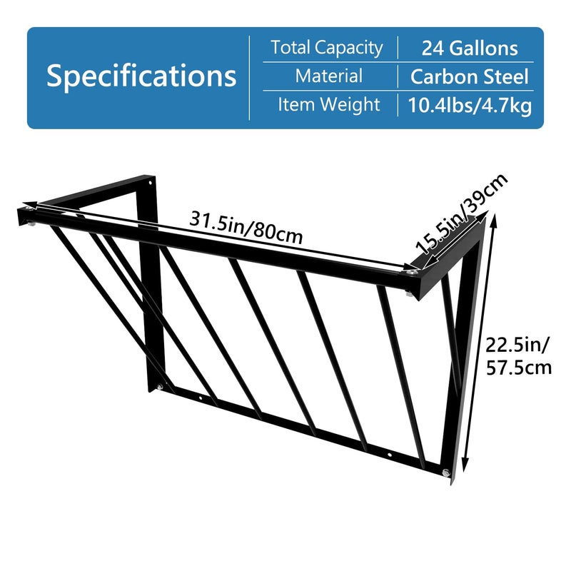 BUYYAH 2Pcs Horse Hay Feeder, 31.5'' Long Livestock Hay Feeder with 24 Gallon Large Capacity, Carbon Steel Wall Mounted Hay Rack for Horses, Sheep, Goats, Indoor Outdoor Uses - Image 2