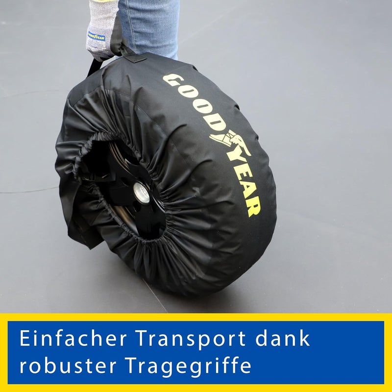 GOODYEAR Tyre bags made of 600D polyester for transporting, storage of tyres, UV protection, water-repellent, black, set of 4 Multi-demand satisfied design - Image 4