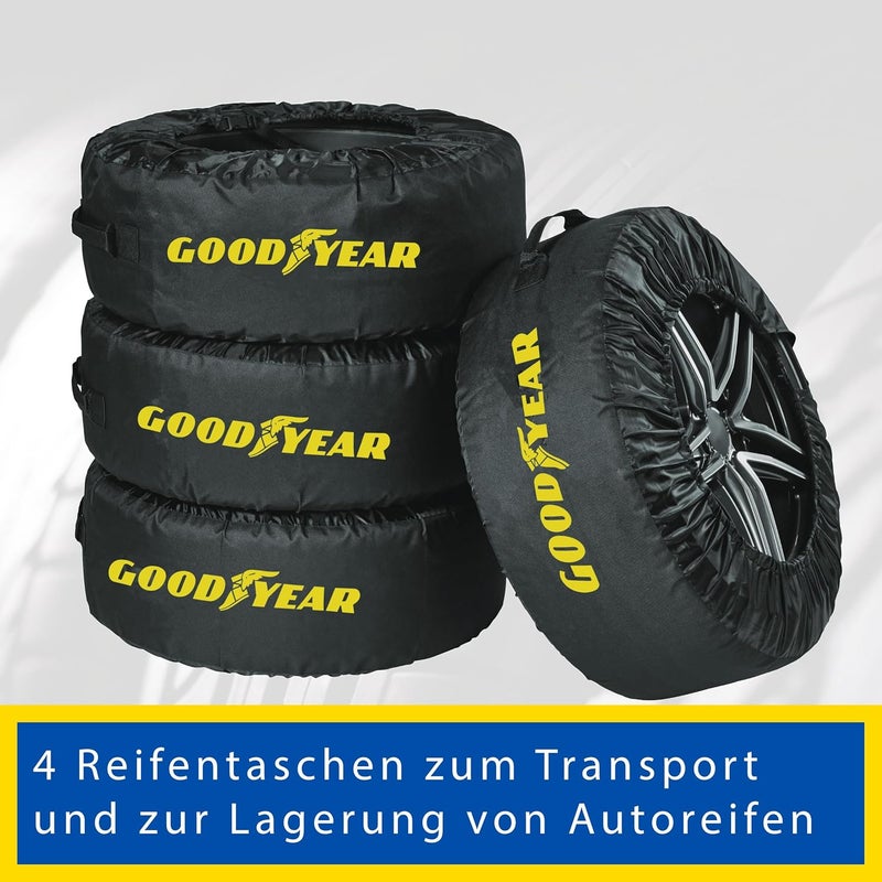GOODYEAR Tyre bags made of 600D polyester for transporting, storage of tyres, UV protection, water-repellent, black, set of 4 Multi-demand satisfied design - Image 2
