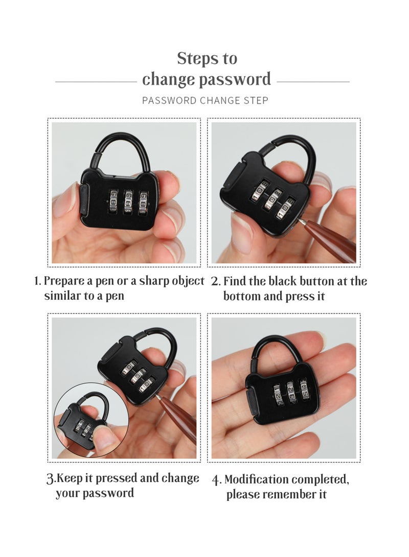 Ocean Luggage Combination Locks,3pc Combination Padlock with Alloy Body TSA Lock for Travel Bag, Suit Case, Lockers, Gym, Bike Locks or Other （3pc） - Image 4
