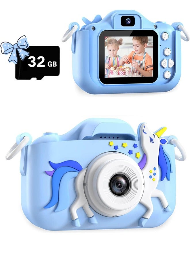DMG TECH 1080P HD Children's Camera 32GB Card 40MP Children's Digital Camera 3-12 Years Old Boy Birthday Gift (Blue) - Image 1