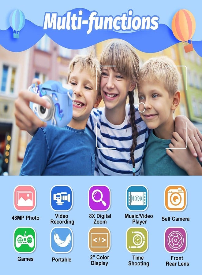 DMG TECH 1080P HD Children's Camera 32GB Card 40MP Children's Digital Camera 3-12 Years Old Boy Birthday Gift (Blue) - Image 2