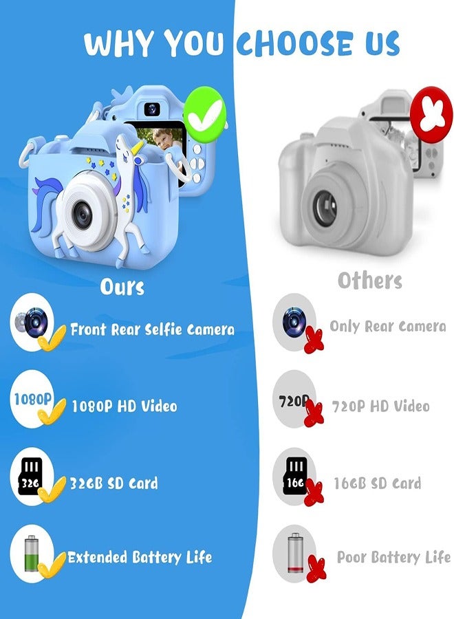 DMG TECH 1080P HD Children's Camera 32GB Card 40MP Children's Digital Camera 3-12 Years Old Boy Birthday Gift (Blue) - Image 5