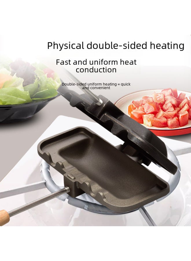 Double-sided Sandwich Panini Maker Bread Mold Non-stick Coating Breakfast Pot Outdoor Gas Frying Pan Baking Tray Kitchen Tools-Color:Double-sided Sandwich Clip - Image 5