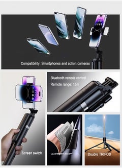 Generic 180cm Extendable Selfie Stick Tripod with Bluetooth Remote – 360° Rotatable Phone Stand for iPhone/Android, Portable Travel Tripod for Video Recording, Live Stream & Vlog (Black)  - Image 3