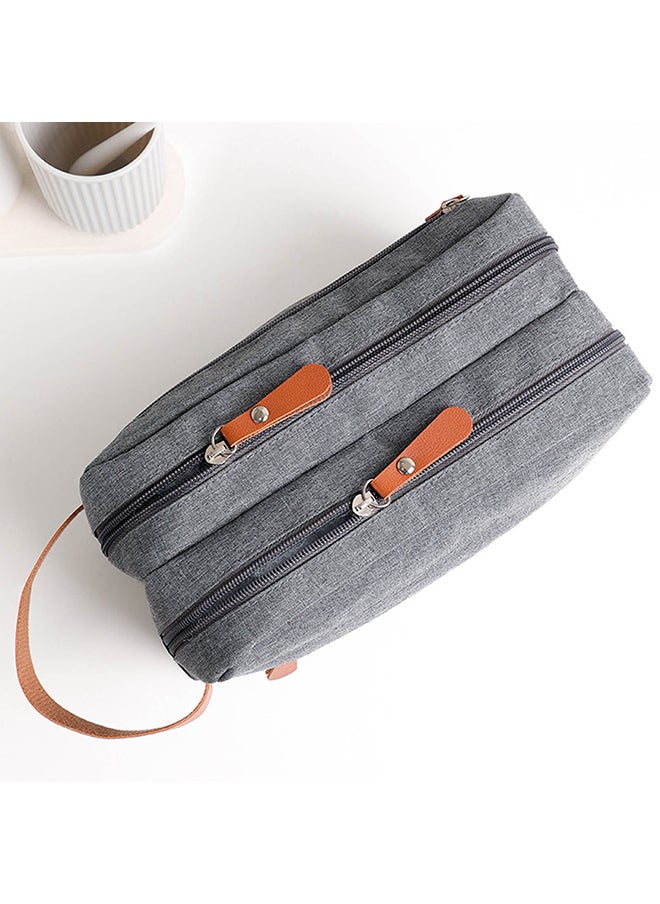O Ozone Fashionable Large Capacity Toiletry Bag, Foldable Hanging Travel Organizer Bag For Men, Portable Water-resistant Shaving Dopp Kit Bathroom 
- Grey  - Image 5