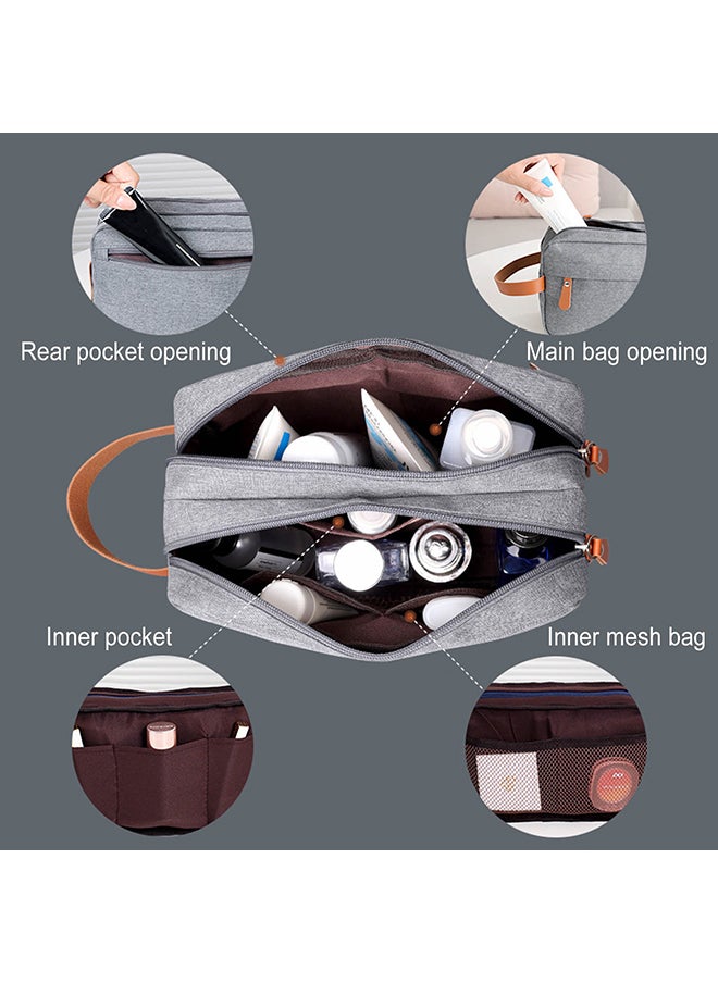 O Ozone Fashionable Large Capacity Toiletry Bag, Foldable Hanging Travel Organizer Bag For Men, Portable Water-resistant Shaving Dopp Kit Bathroom 
- Grey  - Image 3