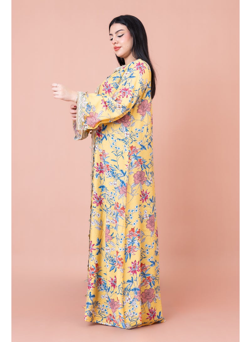 IKKXA Modern Embroidered Printed Jalabiya - Image 3