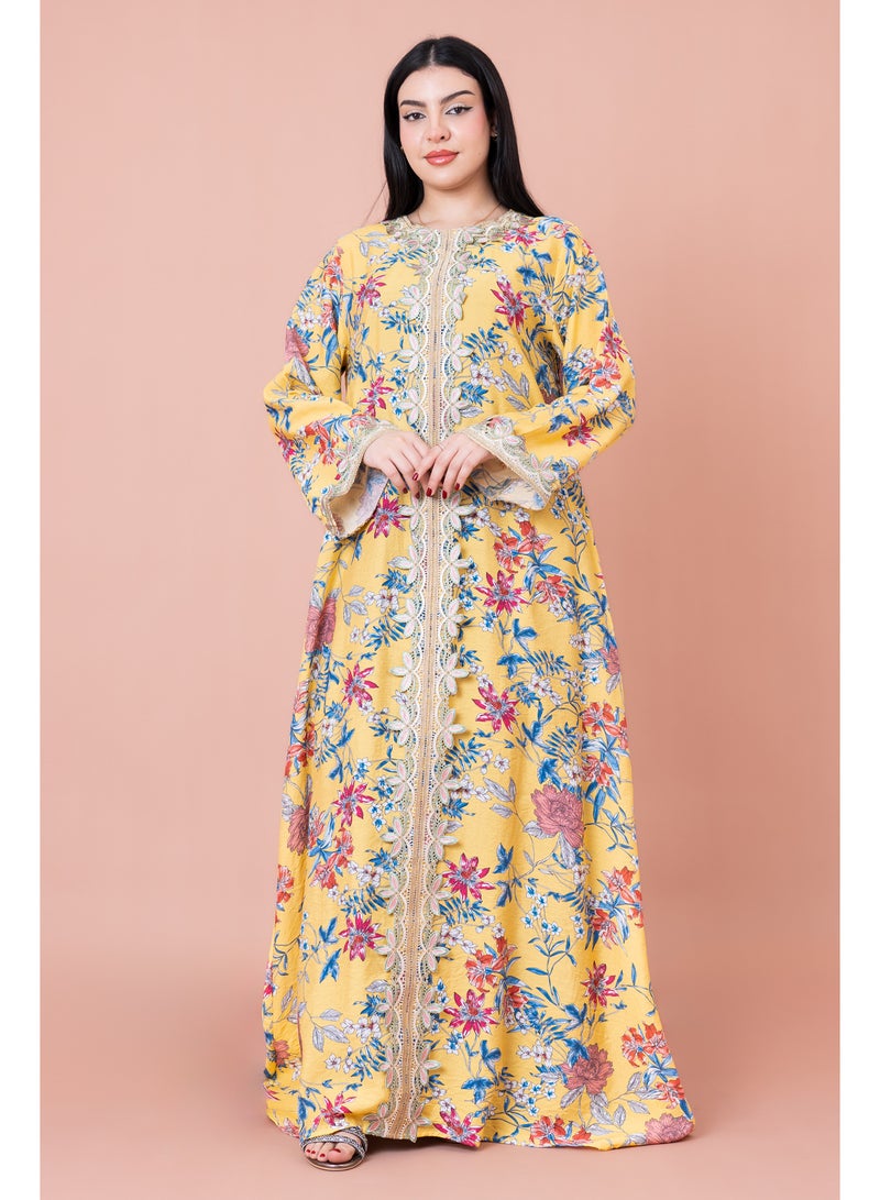 IKKXA Modern Embroidered Printed Jalabiya - Image 1