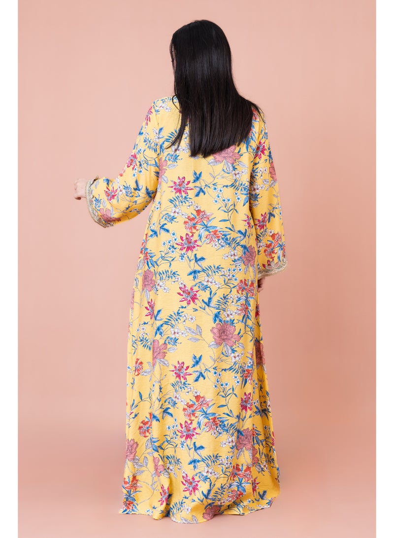 IKKXA Modern Embroidered Printed Jalabiya - Image 2