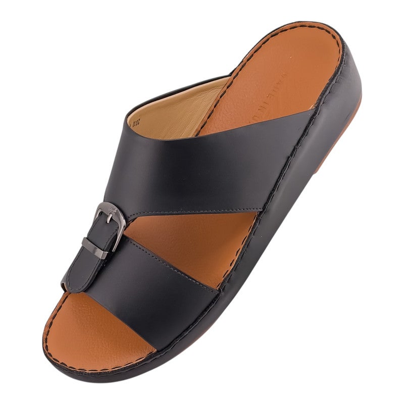 إيت صندل عربي يدوي الصنع للرجال من AET | شبشب رجالي خارجي | شبشب مفتوح من الأمام للاستخدام اليومي | جلد عربي أصلي ناعم مع ابزيم| تصميم عربي جديد| نعل داخلي بني| مريح وخفيف الوزن - Image 3