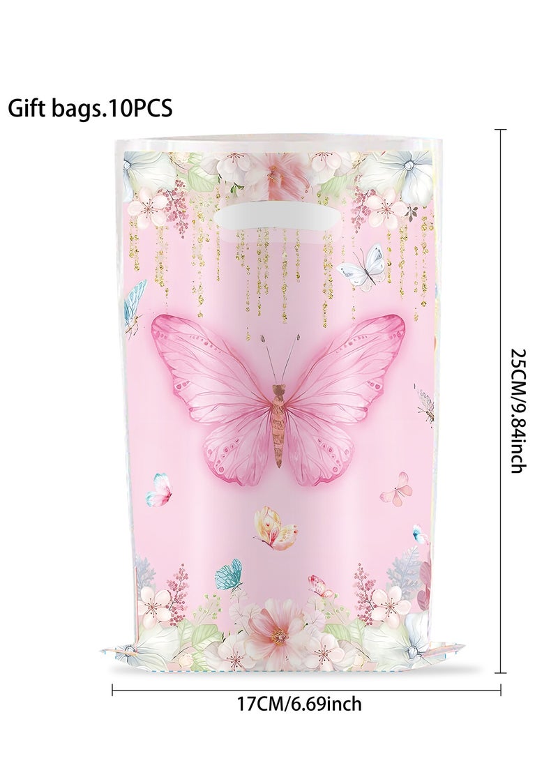 20 PCS Beautiful Butterfly Birthday  Supplies Cartoon Candy Bag Tote Bag Kids Gift Bag Adult Birthday  Decorations - Image 1