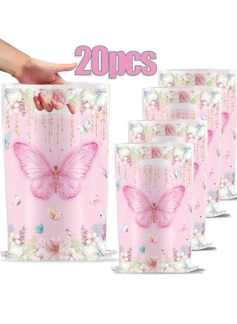 20 PCS Beautiful Butterfly Birthday  Supplies Cartoon Candy Bag Tote Bag Kids Gift Bag Adult Birthday  Decorations - Image 4
