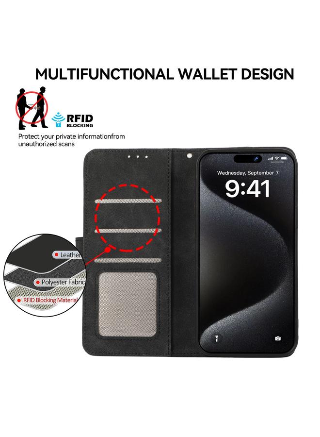 زبون جراب هاتف Honor X9C 5G Global من ABEEL مصنوع من الجلد المغناطيسي RFID بلون كتلة اللون - Image 4