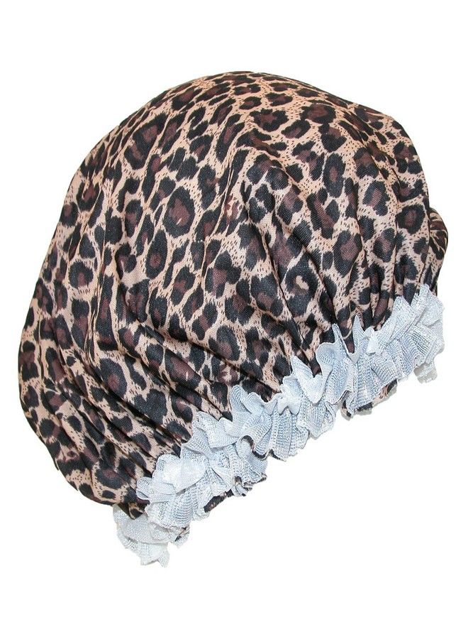 CTM® Women's Satin Leopard Hair Roller Sleep Cap Cover, Leopard - Image 2