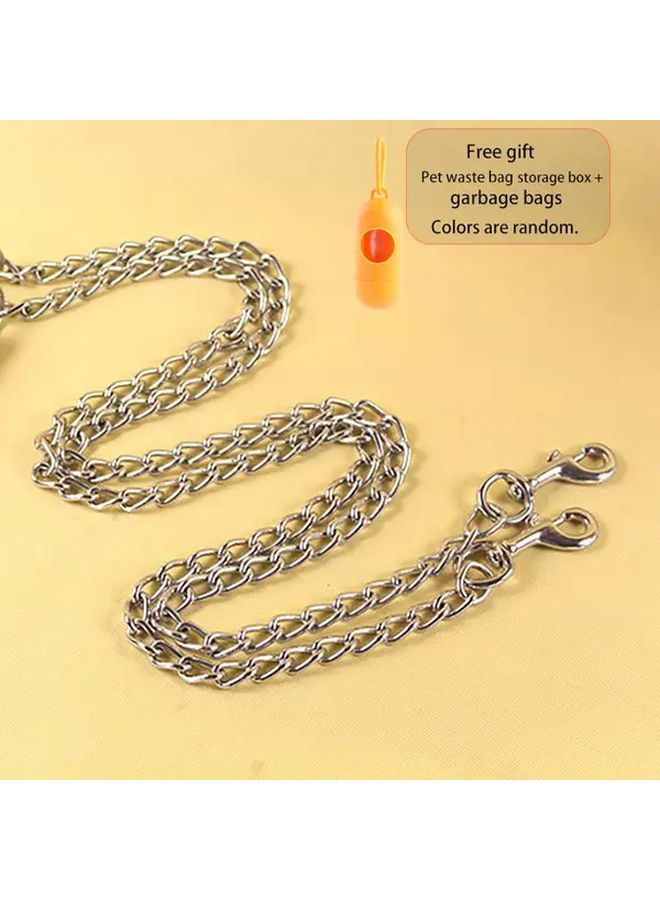 Heavy Duty Metal Dog Leash Anti Bite Rust Chain Brown Size L Faux Leather Handle - Image 4