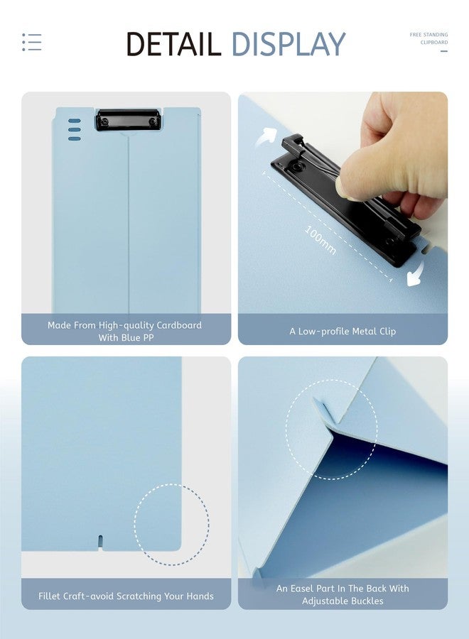 GAUENEEN Free Standing Clipboard and Desktop Stand with Adjustable Buckles Easel Back - Foldable Stand and Document Holder for School, Office and Business Use (9.37 x 12.6 inches) (Blue) - Image 3