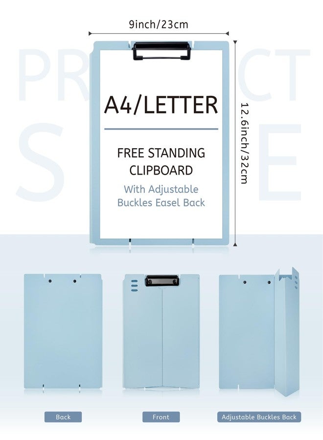 GAUENEEN Free Standing Clipboard and Desktop Stand with Adjustable Buckles Easel Back - Foldable Stand and Document Holder for School, Office and Business Use (9.37 x 12.6 inches) (Blue) - Image 2