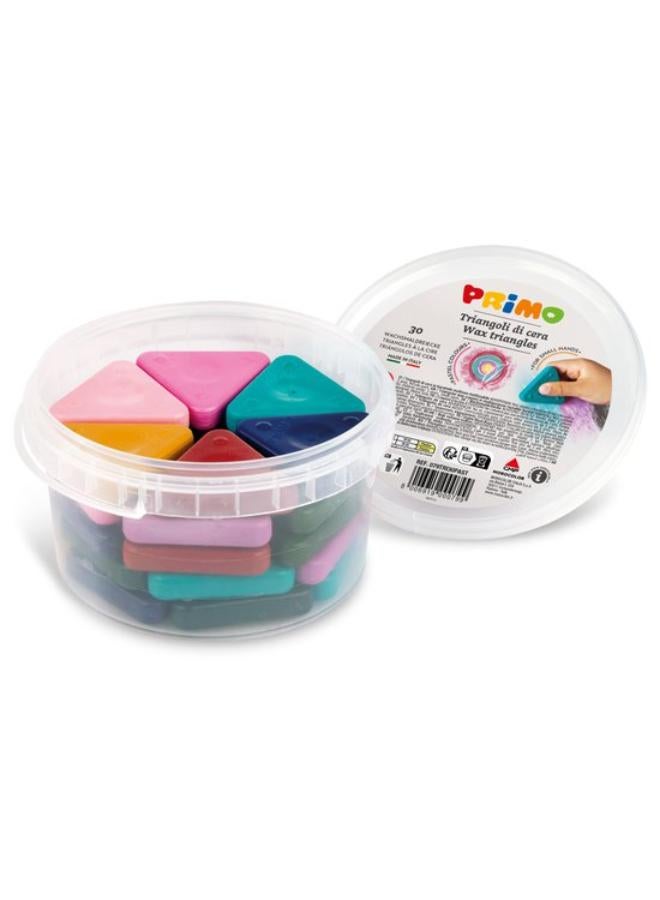 بريمو وعاء يحتوي على 30 قلم تلوين شمعي مثلثي بألوان الباستيل - Image 1
