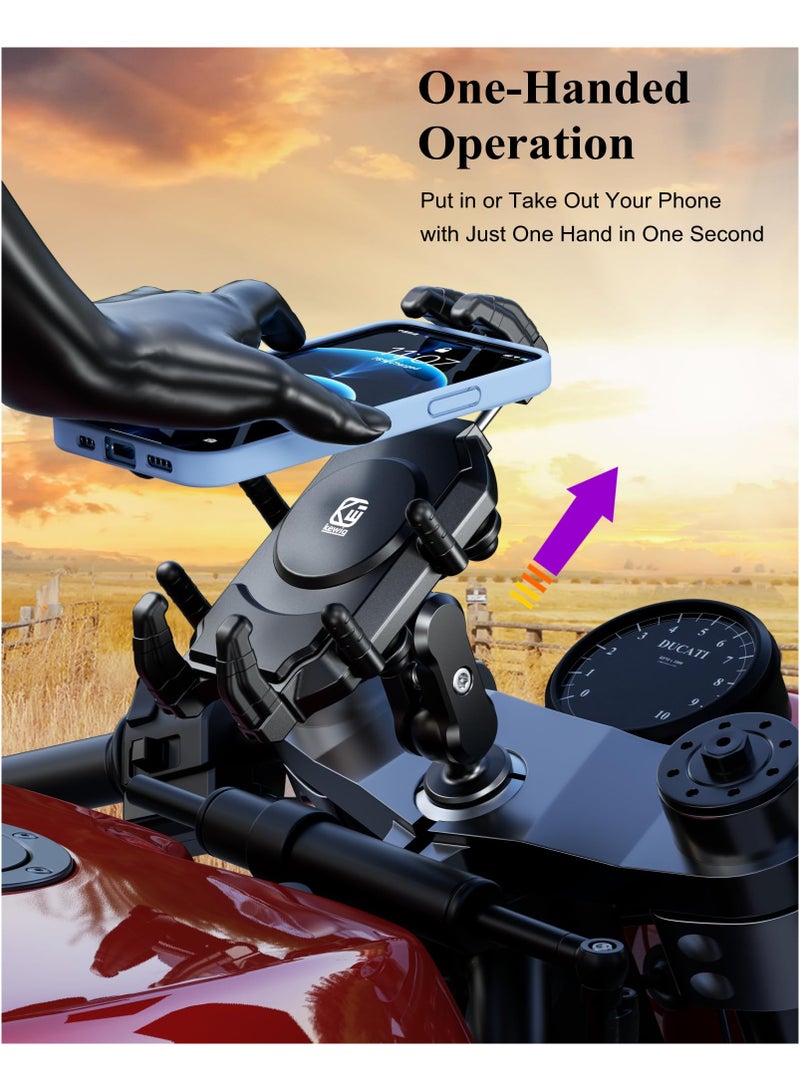 SOLARAE Motorcycle Fork Stem Phone Mount, with Vibration Dampener & High-Speed Secure Lock, Anti-Theft Motorcycle Phone Holder Cellphone Mount Mobile Phone Cradle for 5.4''-7.2'' Smartphones - Image 4