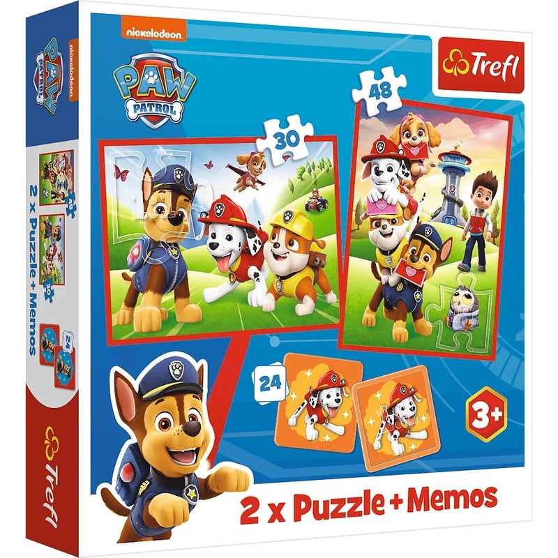 Trefl - Paw Patrol Crew in Action 2x1 with Memos (30+48/24) Pieces - 93337 - Image 1
