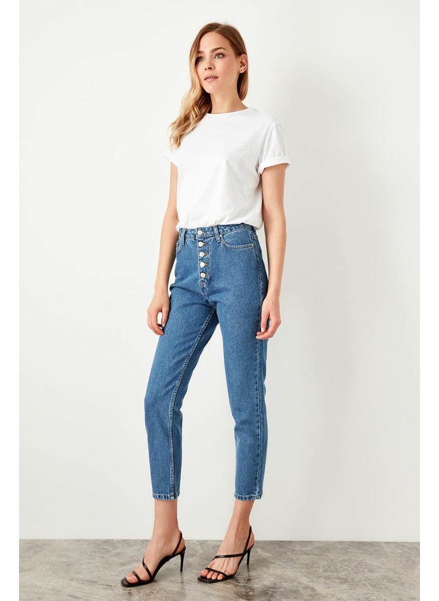 ترينديول High Waist Button Front Mom Jeans  - Image 3