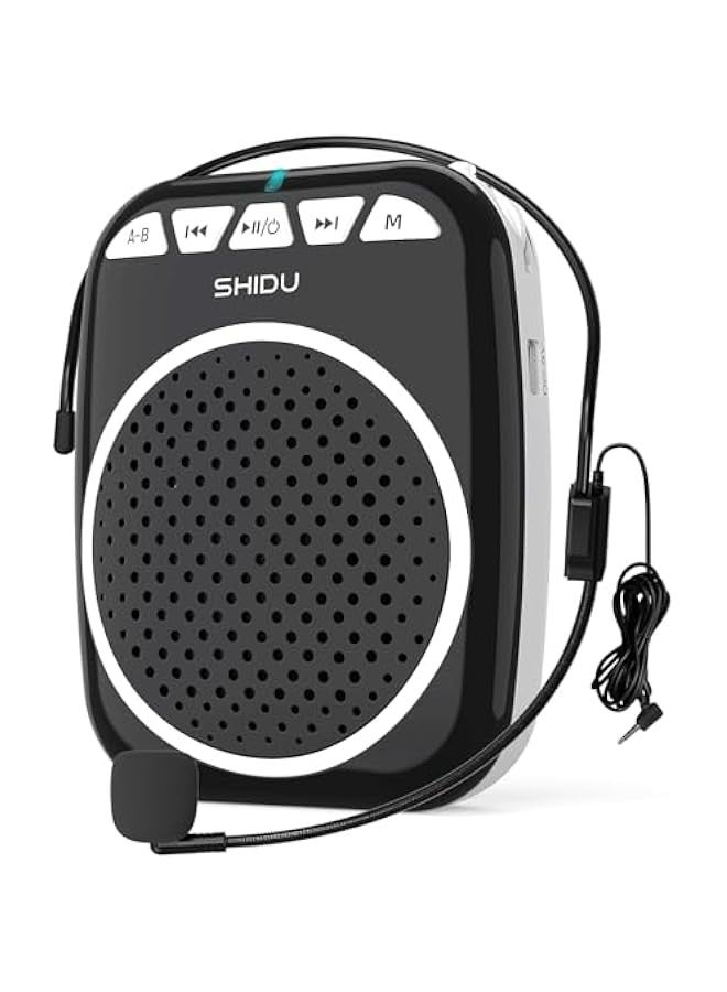 SHIDU Voice Amplifier, Portable Speaker with Microphone Megaphone PA System Support Bluetooth/TF Card and U-Disk Play Music for Teachers, Tour Guides, Training - Image 1