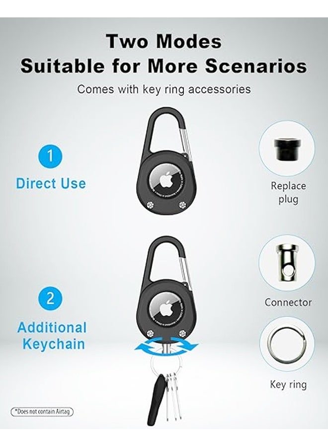 Air Tag Keychain with Carabiner,Thick Hard PC Air Tag Holder,IPX8 Waterproof,Secure Lock,Universal Wheel Key Chain - Image 3