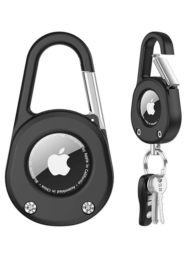 Air Tag Keychain with Carabiner,Thick Hard PC Air Tag Holder,IPX8 Waterproof,Secure Lock,Universal Wheel Key Chain - Image 1